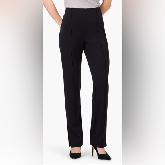 NIC+ZOE Pants - NIC+ZOE Side Slit Straight Leg Black Trousers